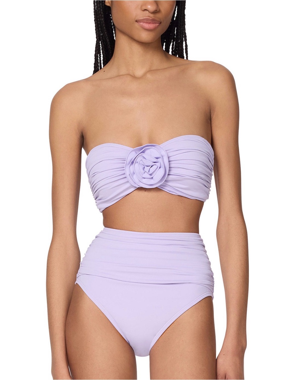 NWT Kate Spade Rosette Convertible Bandeau Bikini Set High Waist Bottoms M